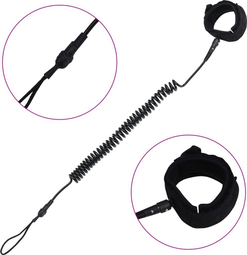bezpečnostná šnúra SUP vidaXL čierna 10 palcov/25,4 cm Obrázok produktu 