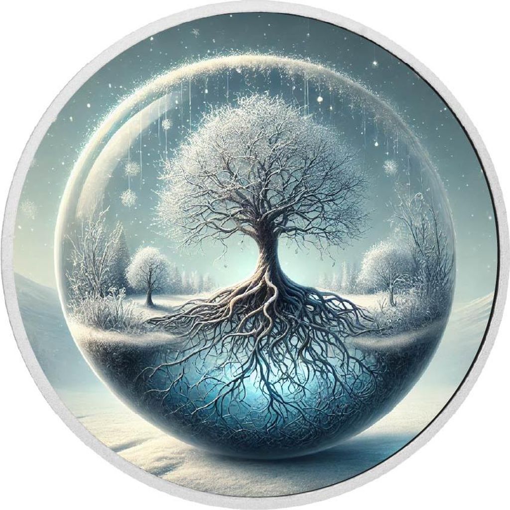 Das Gleichgewicht des Universums - Frosted Tree 1 oz Silberfarbene Münze