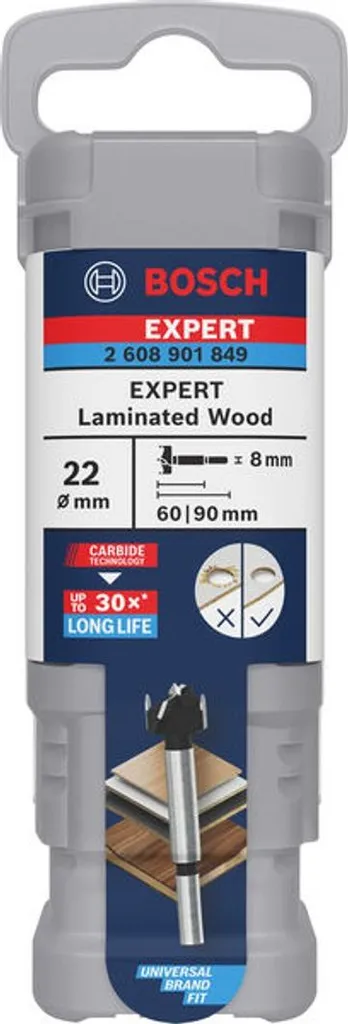 Punta EXPERT 22mm per Legno e Laminato | Fori Cerniere Senza Difetti