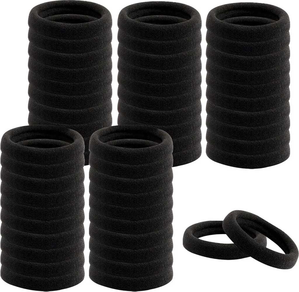 Elastici Capelli Nero 4,5cm in Cotone Delicato - Set 100 Pezzi