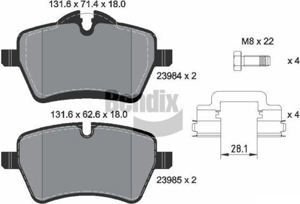 Plaquettes Bendix BPD1188 Haute Résistance pour Mini Clubman Paceman