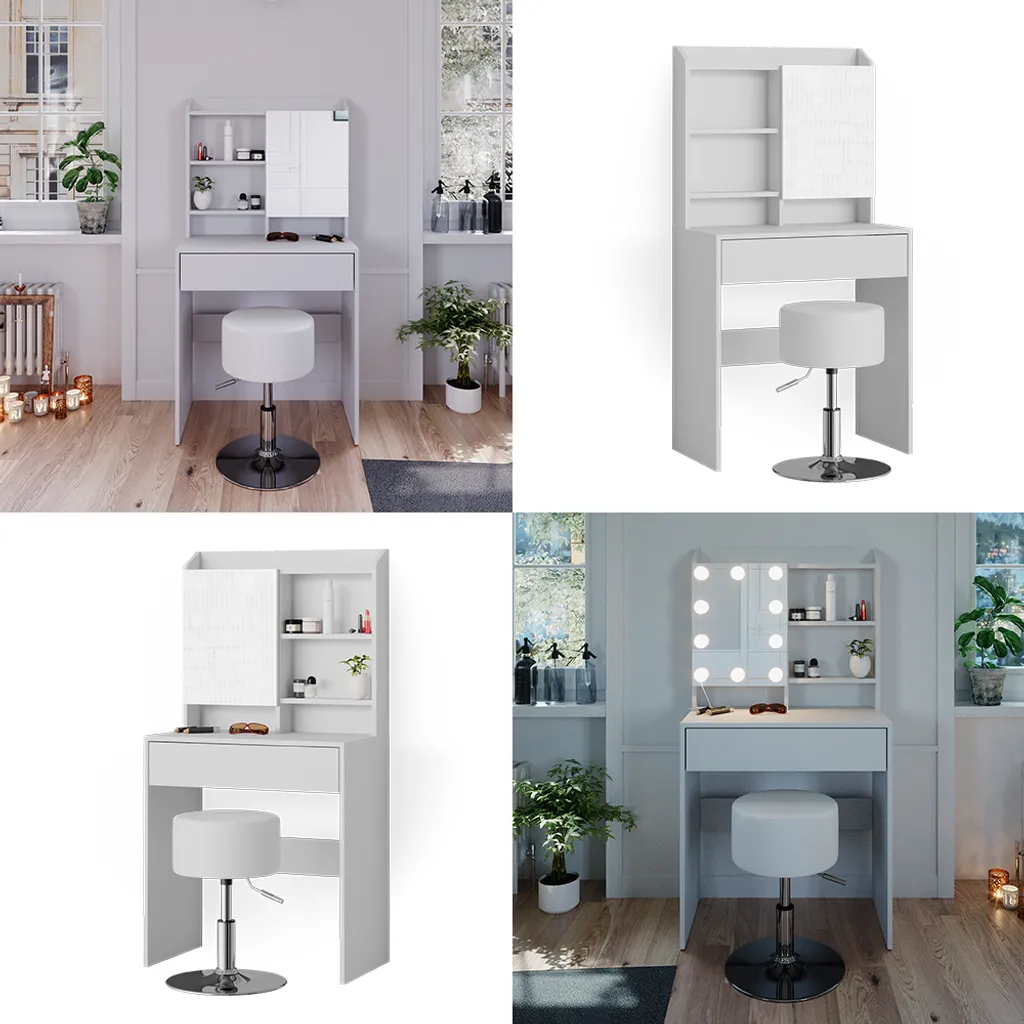 Coiffeuse Vicco Laura Blanc 70cm avec Tabouret - Modèle 38281 Chic - 7