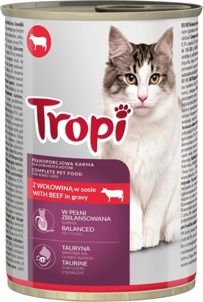 Tropi Wołowina W Sosie Mokra Karma Dla Kota Z Wołowiną Dla Zdjęcie produktu 