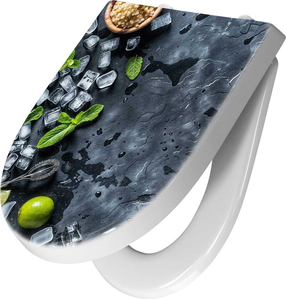 WC-Sitz mit Absenkautomatik, Softclose Scharnier mit Motiv Cocktail Zutaten