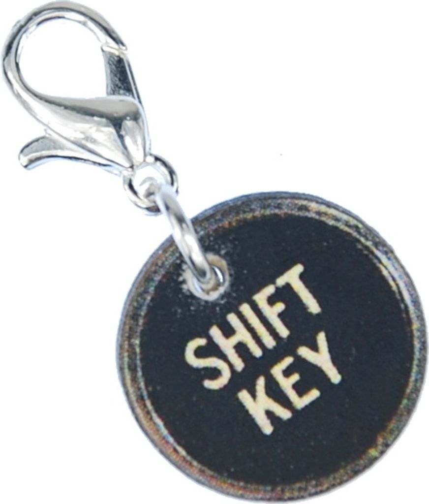 Shift Key Charm Anhänger Miniblings Schreibmaschine Taste Holz Zeichen Umschalt