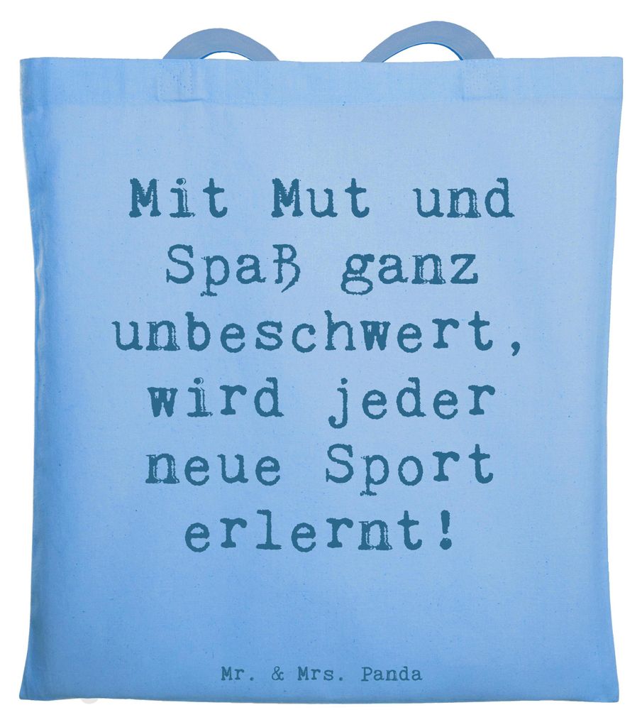 Mr. & Mrs. Panda Tote Bag Spruch Neue Sportart versuchen - Sky Blue - Geschenk, Abenteuer, Mutmacher, Laptoptasche, neuer Sport, Unterstützung, Tr...