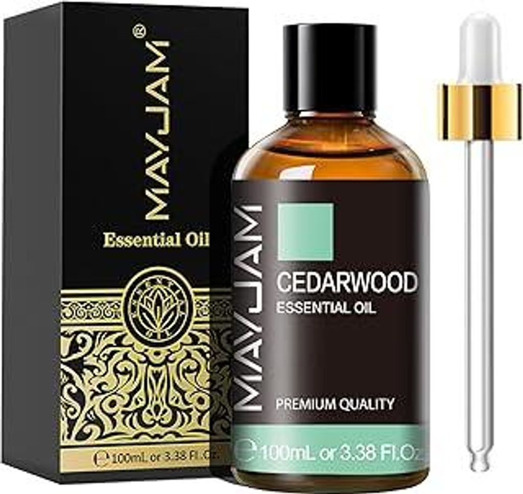MAYJAM Zedernholz Ätherisches Öl 100ML, Zedernholzöl für Diffusor, Luftbefeuchter, DIY, Home?Wardrobes