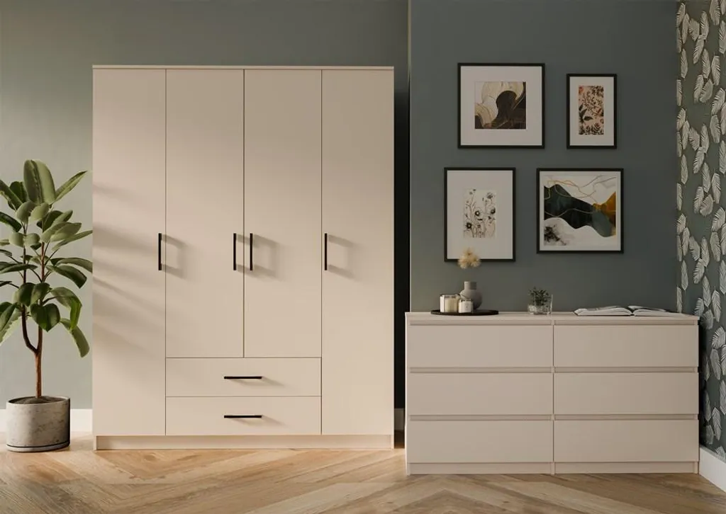 Armoire à tiroirs 160 cm RAGNAR cachemire pour chambre chic