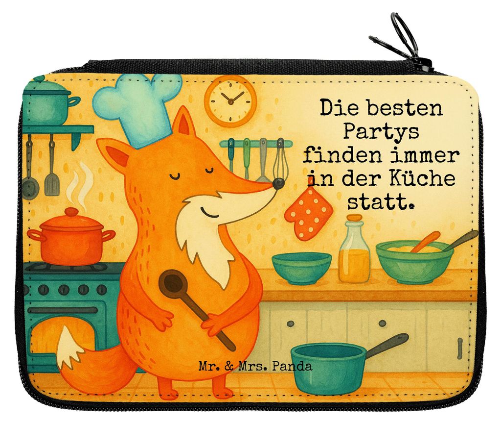Mr. & Mrs. Panda Federmäppchen Fuchs Koch Design - Weiß - Geschenk, Chefkoch, Bäcker, Mäppchen, Geburtstag, Spruch Lustig, Federmappe, Stifteet...