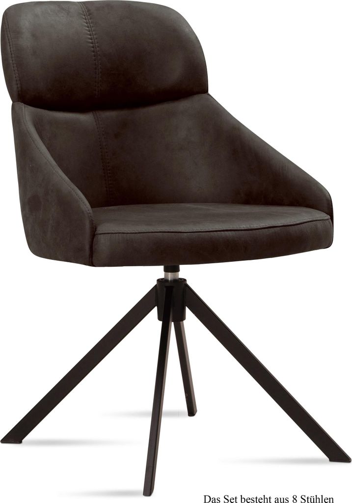 Esszimmerstuhl drehbar (8er-Set) Derska 52x82x63 Schwarz/Espresso
