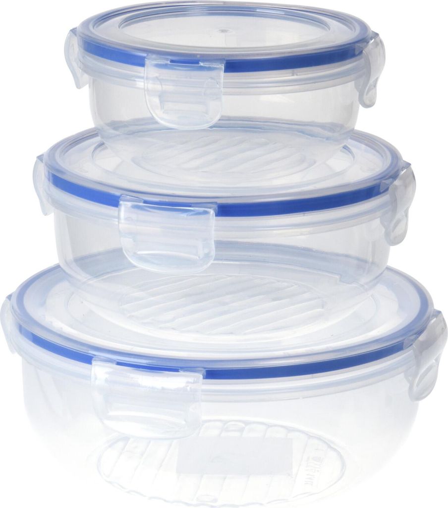 Pack 3 luftdichte Kunststoff-Lunchboxen, 1400ml, 800ml, Produktbild 