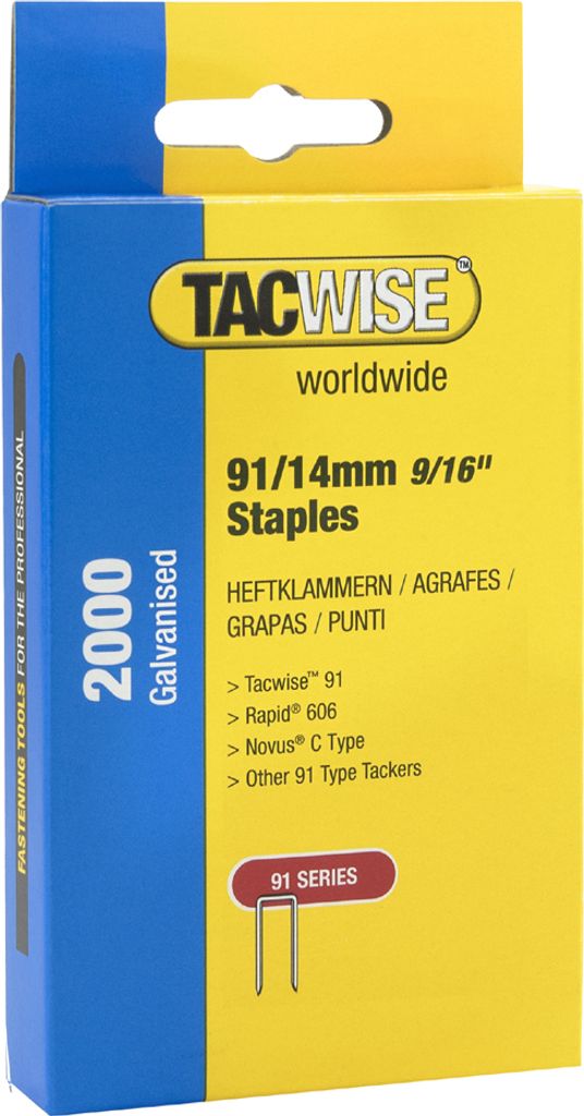 TACWISE Schmalrückenklammern 91/14 mm verzinkt 2.000 Stück