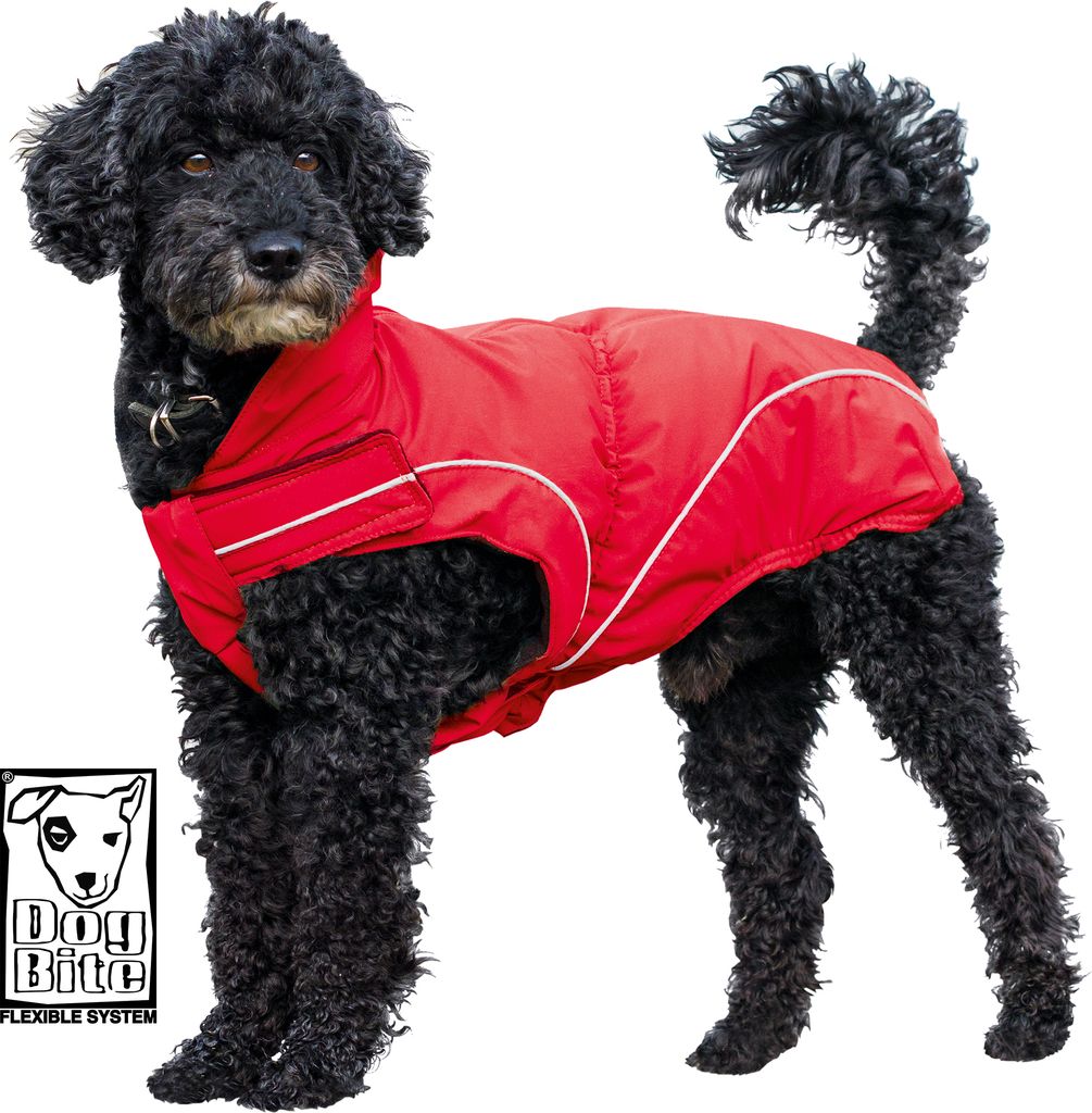 35cm Rückenlänge - Dogbite Winterjacke - äußerst warmer und wasserdichter Wintermantel in Rot