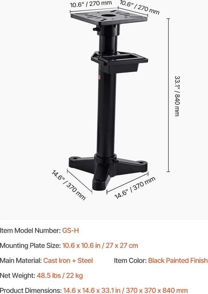 Support de meuleuse d'établi universel avec plaque de 27x27 cm