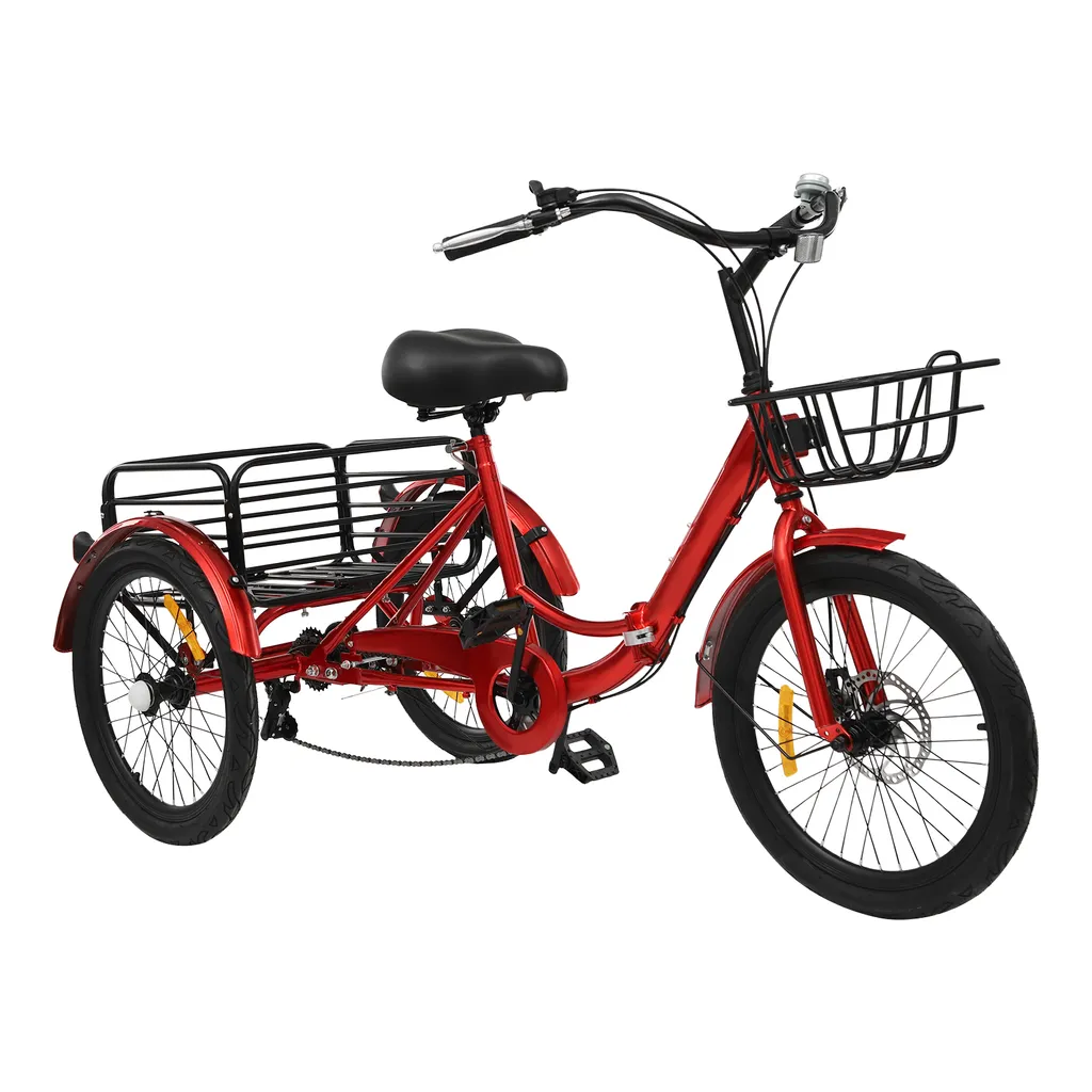 Tricycle Adulte Pliable 20 Pouces Idéal Courses et Balades 7 Vitesses