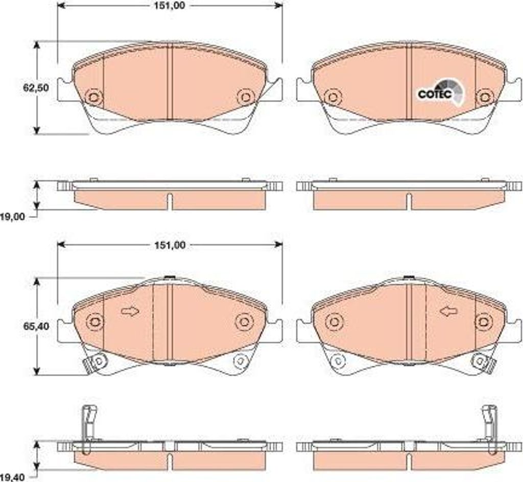 TRW GDB3479 Bremsbelagsatz, Scheibenbremse OE 044650F010 kompatibel mit Auris, Avensis, Corolla, Verso