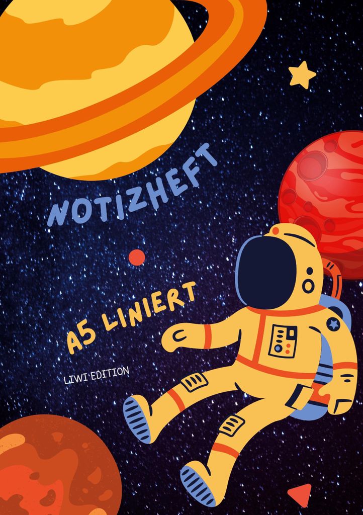 Dünnes Notizheft für Kinder - A5 liniert - Softcover Astronaut -Papier