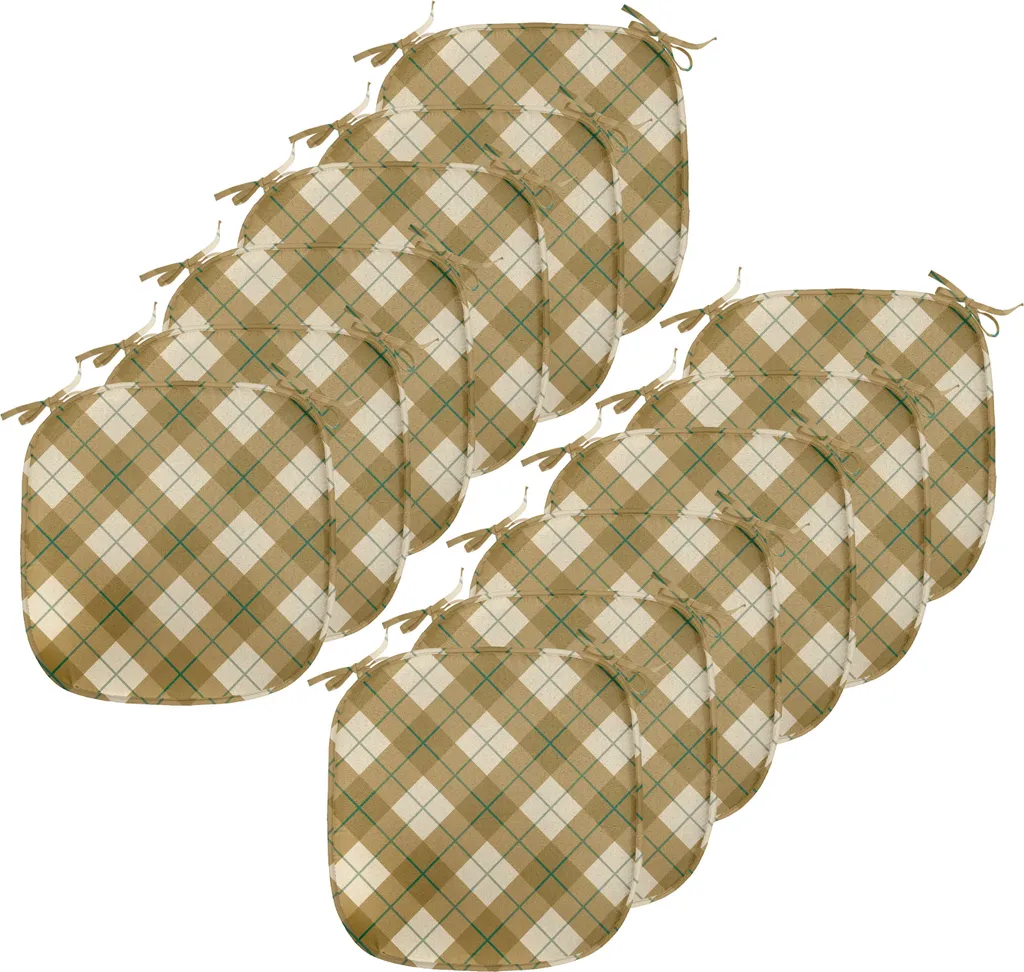 Set 12 Cuscini Sedie Cucina 40x40 Impermeabili Marrone Retro ABAKUHAUS