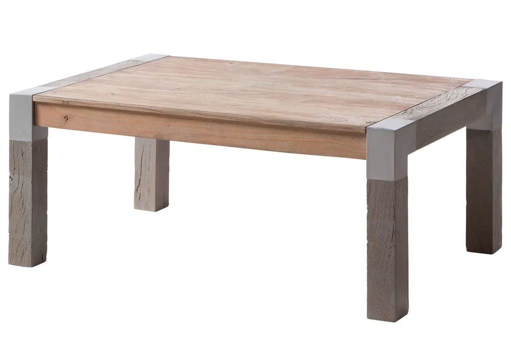 Table basse acacia laqué beige 110cm Amsterdam #118 design bois véritable