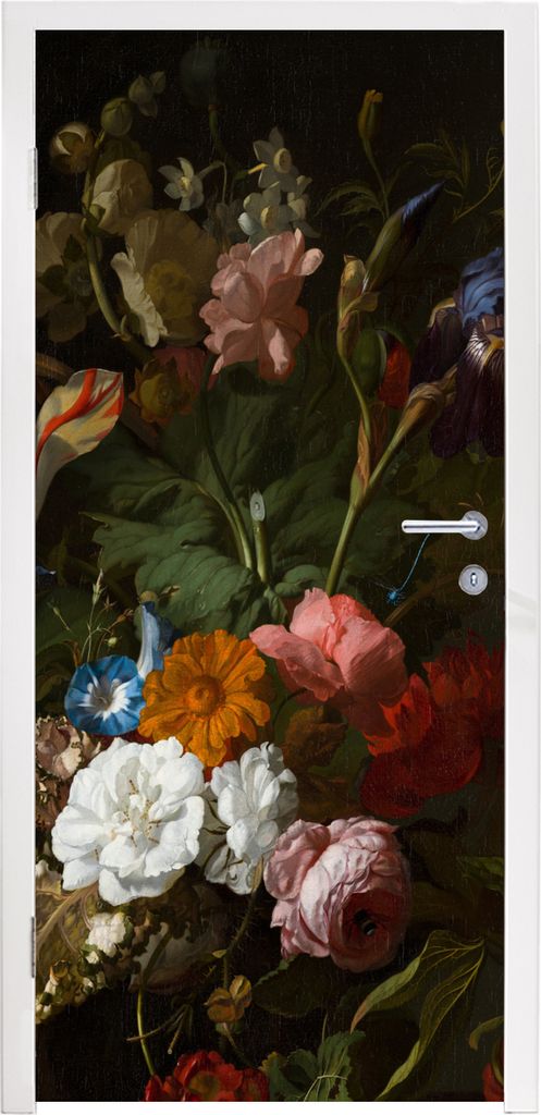MuchoWow Türtapete Selbstklebende Türfolie Vase mit Blumen - Gemälde von Rachel Ruysch 85x205 cm Türposter Türaufkleber Klebefolie Türklebe...