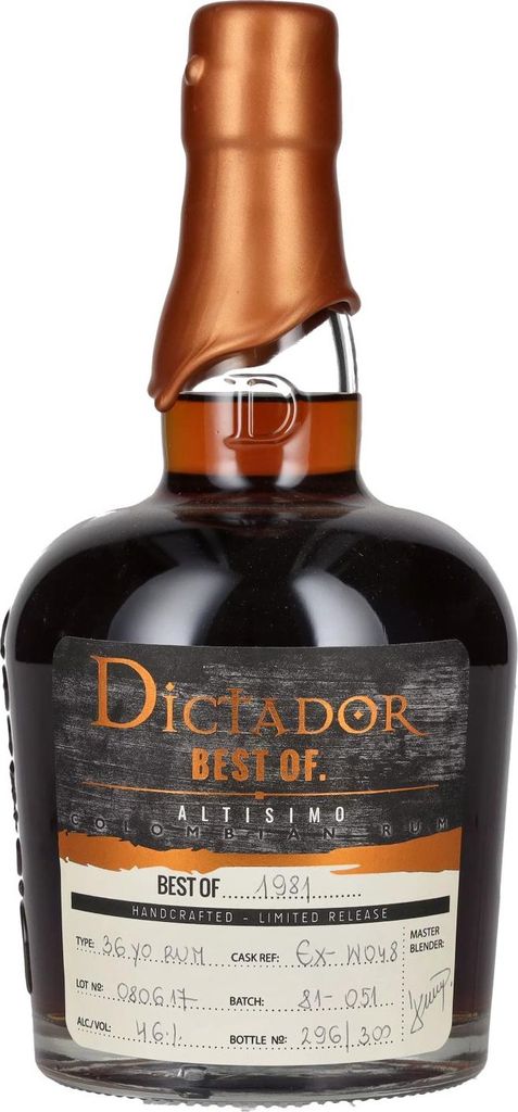 Dictador BEST OF 1981 ALTISIMO Colombian Rum 36YO/080617/EX-W048 46% Vol. 0,7l