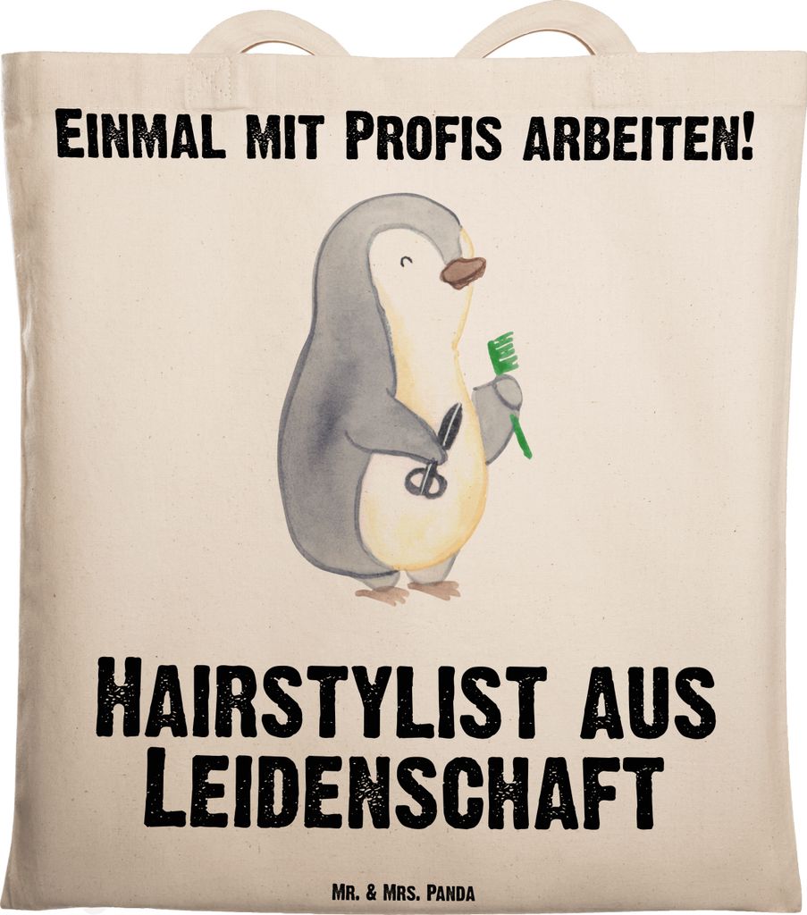 Mr. & Mrs. Panda Beutel Hairstylist Leidenschaft - Transparent - Geschenk, Friseursalon, Frisör, Lustig, Einkaufstasche, Laptoptasche, Coiffeur, T...