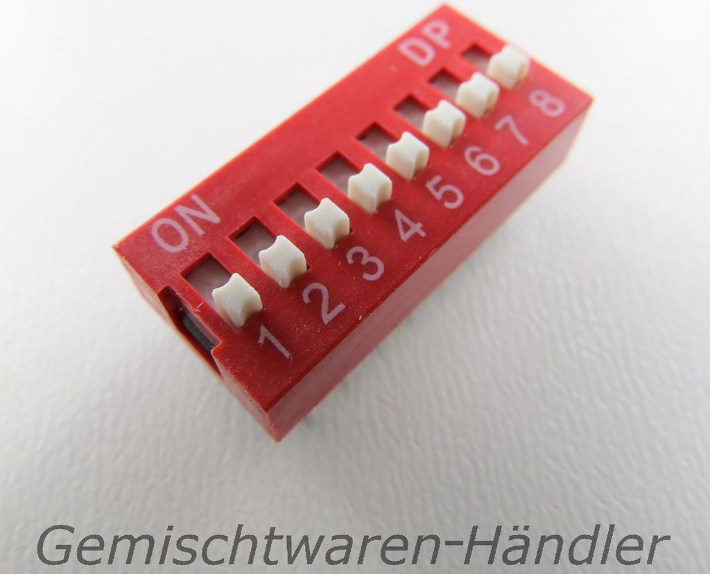 1x Dip Kodier Schalter stehend print 8 polig fach mini Codier knitter switch rot