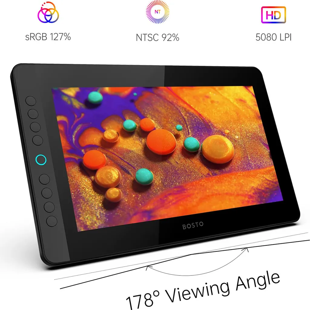 Tablette à écran HD 13,3" BOSTO 16K niveaux de pression 8 raccourcis