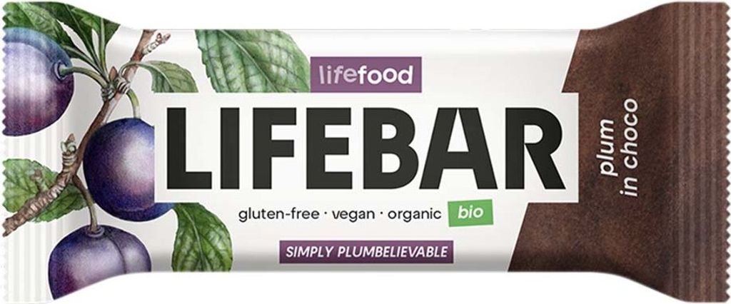 RAW-Riegel mit Pflaume in Schokoladenhülle – ohne Zuckerzusatz, glutenfrei, , 40 g – LIFEFOOD