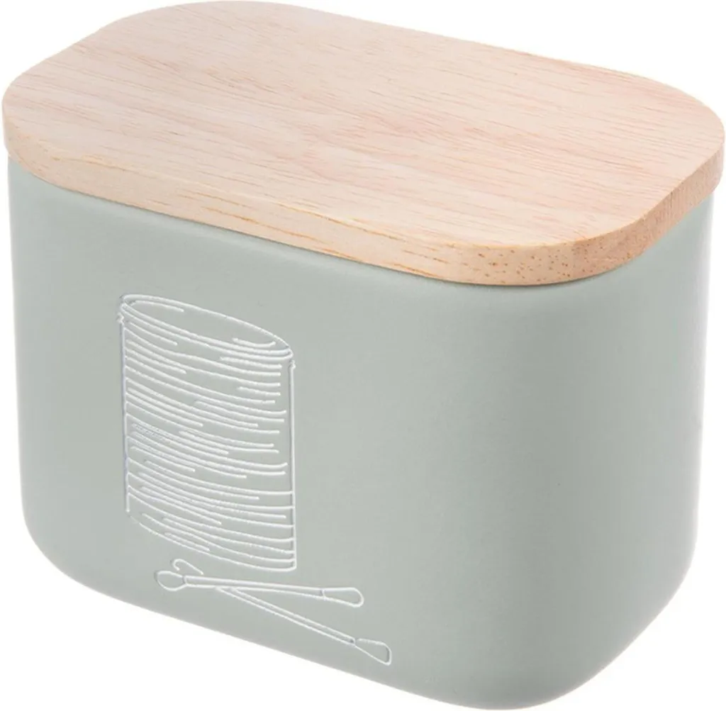 Dispenser Dischetti Cotone Orion Verde Pietra - Porta Cotton Fioc Lusso - 3