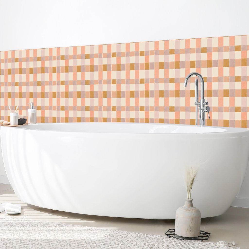 Wandverkleidung Bad Muster selbstklebend - 0.61 mm Wandpaneel matt wasserfest Design rosa Pop Art Badrückwand fugenlos 400x70 cm