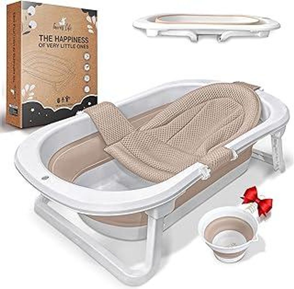 XXL Babywanne faltbar FawnsLife - faltbare badewanne baby mit bequemen Sitz und faltbarer Wassereimer- baby badewanne faltbar in , praktisch für k...