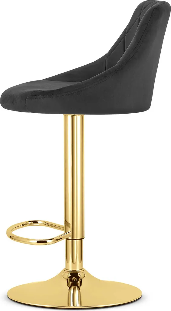 Sgabello KAST Velluto Nero e Base Oro | Design Luxury per Penisola Cucina - 3