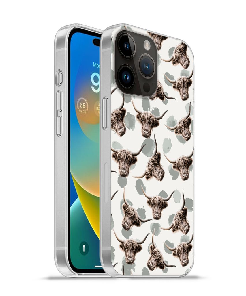 MuchoWow Handyhülle Schutzhülle Hülle für Apple iPhone 14 Pro Max Kuh - Schottischer Highlander - Tiere Silikon Softcase Handy Hülle - Hardc...