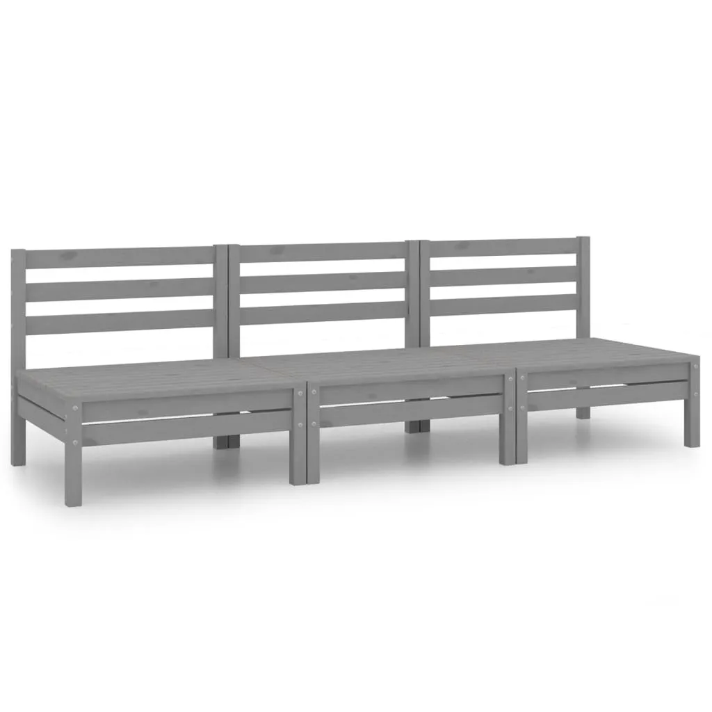 Mobili Giardino Grigio Legno Massello Pino - Set 3 Pezzi Contemporaneo