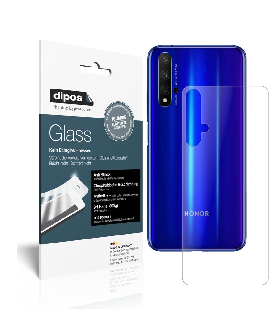 2x Schutzfolie für Honor 20S Rückseite matt - Anti-Shock 9H Folie dipos Glass Kunststoffglas