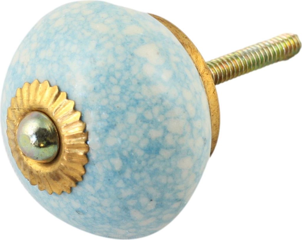 Möbelknauf aus Keramik Shabby Chic - Marmor - hellblau