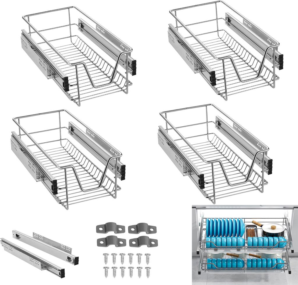 LARS360 4er Set Teleskop-Küchenschublade – für 27 cm Innen- Produktbild 