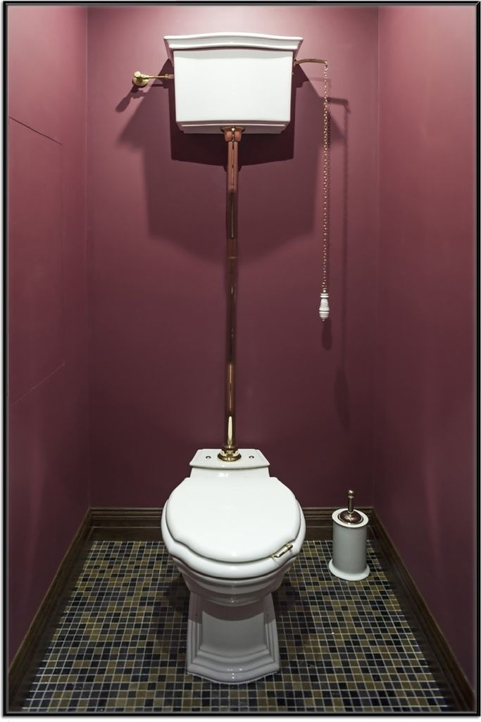 Wallario Wandbild Historische Toilette in königlichem Touch, Größe: 61 x 91,50 cm, Poster mit schwarzem Aluminiumrahmen