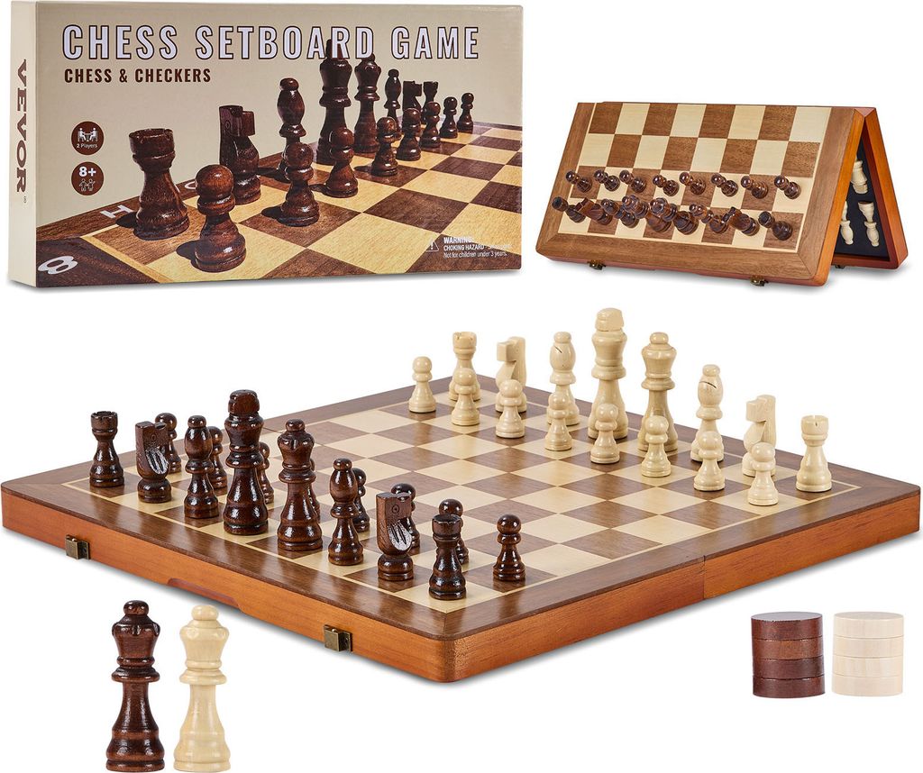 Jeu d'échecs magnétique en bois VEVOR, Jeu de dames aux Image du produit 