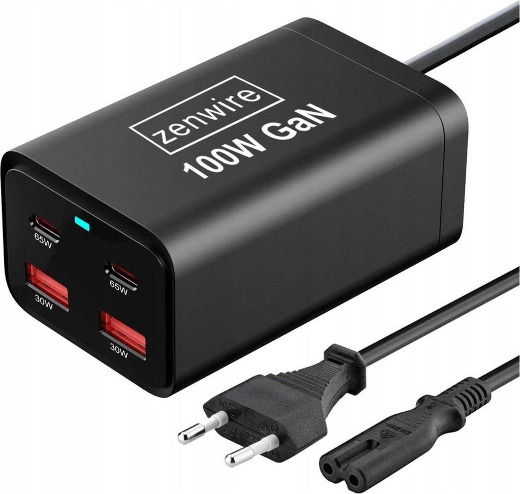 Netzladegerät - Netzteil - 100 W - Ladegerät-Stecker - Gan Iii AC-Kabel - 2x USB-C - 65 W - 2x USB-A