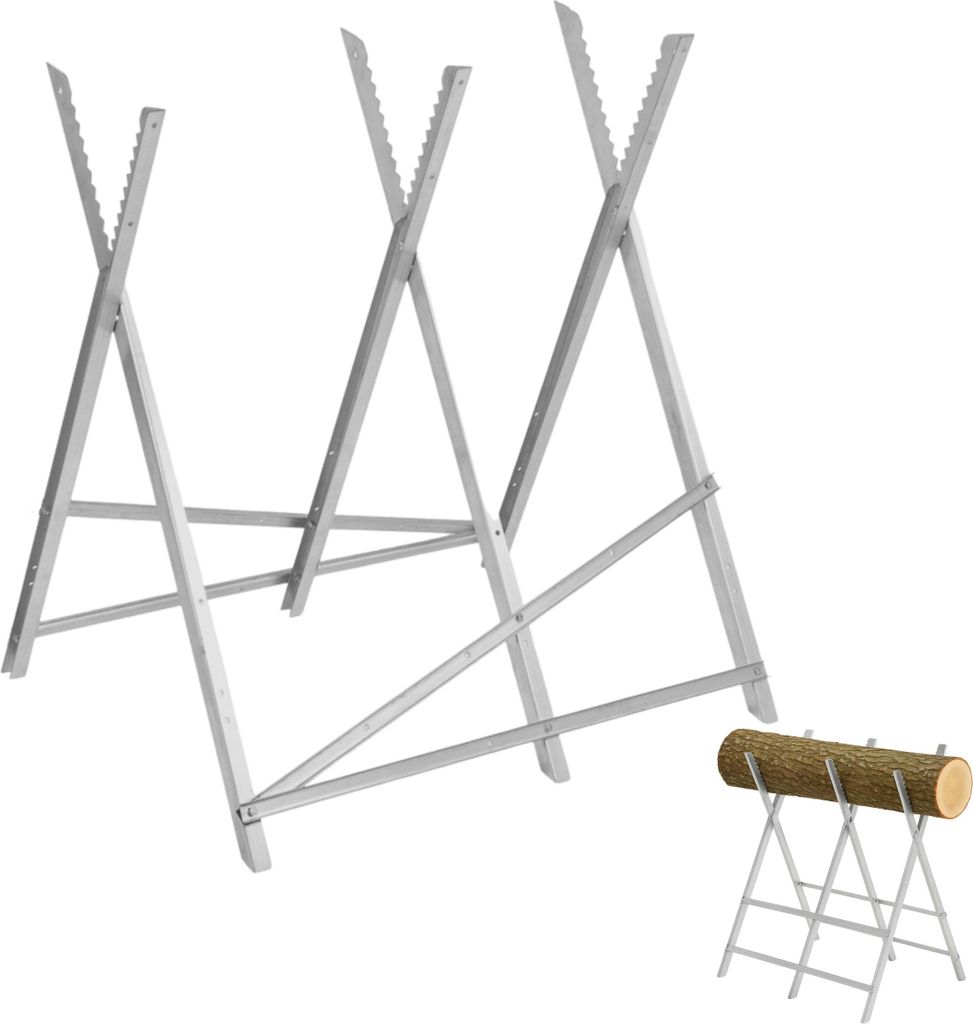Klappbarer Metall-Sägebock – bis 25 cm Ø | 100 kg Traglast | Verzinkt
