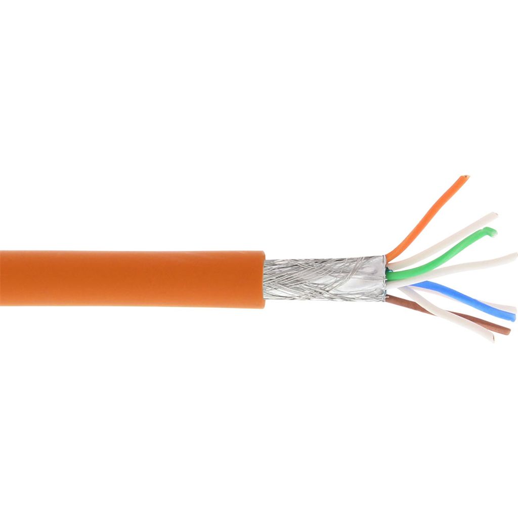 InLine Patchk., S/FTP (PiMf), Cat.6A, 500MHz, halogenfrei, Kupfer, orange, 100m