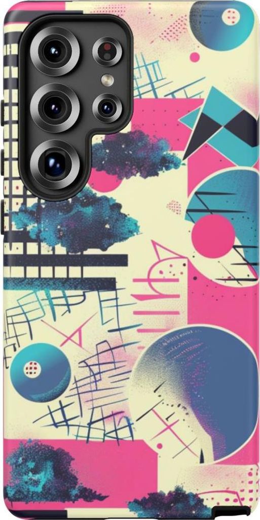 Abstraktes geometrisches Muster in Pink und Blau – Hülle Kompatibel mit Samsung Galaxy S25 Ultra