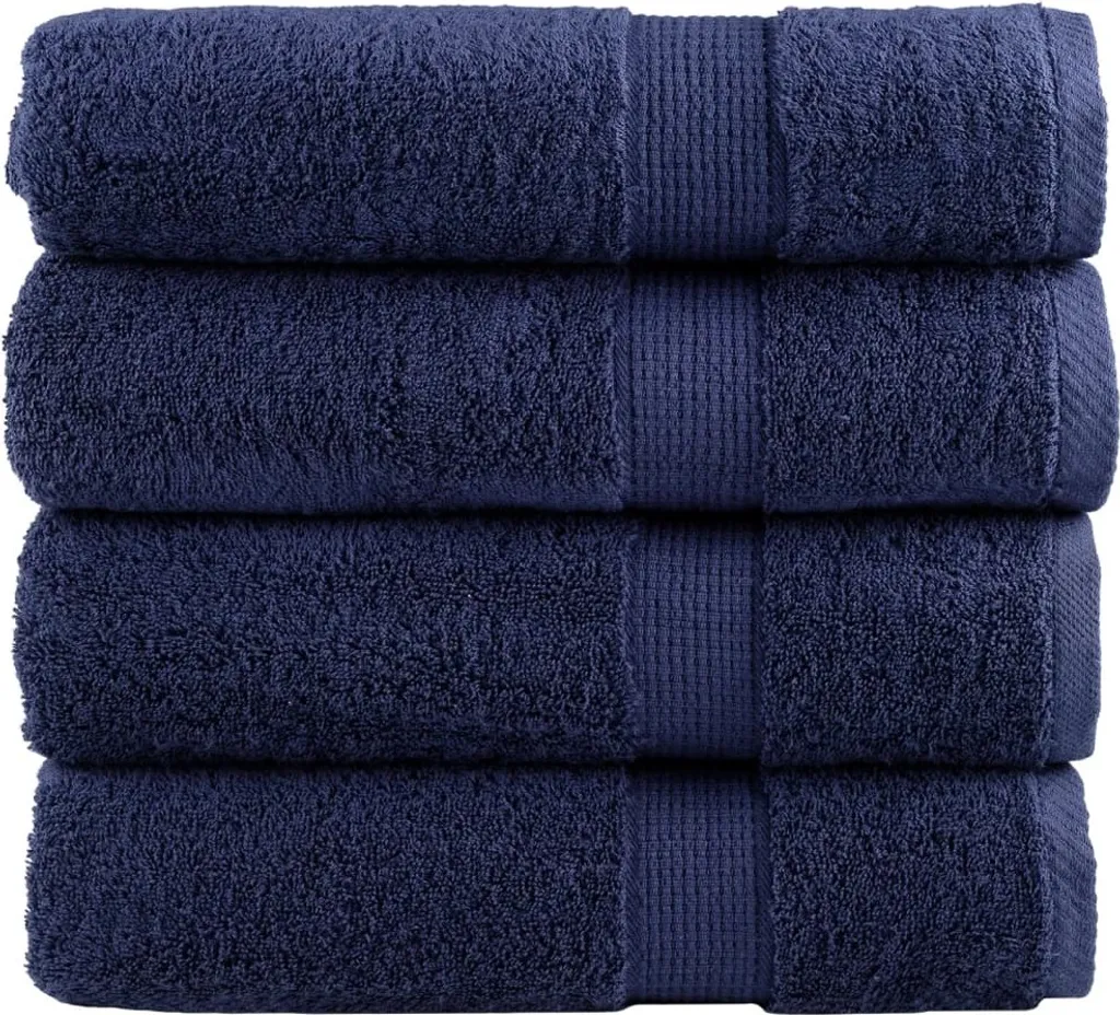 Set 4 Teli Bagno Grandi SOLUND Blu 100x150 cm 600g | Cotone 100%
