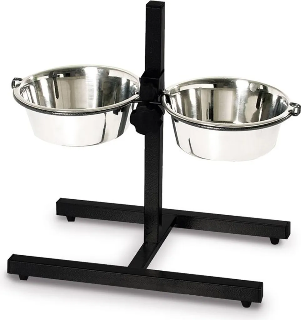 Nobby Diner Bar support gamelle réglable 2x2,75L - Ø 25,5cm - INOX