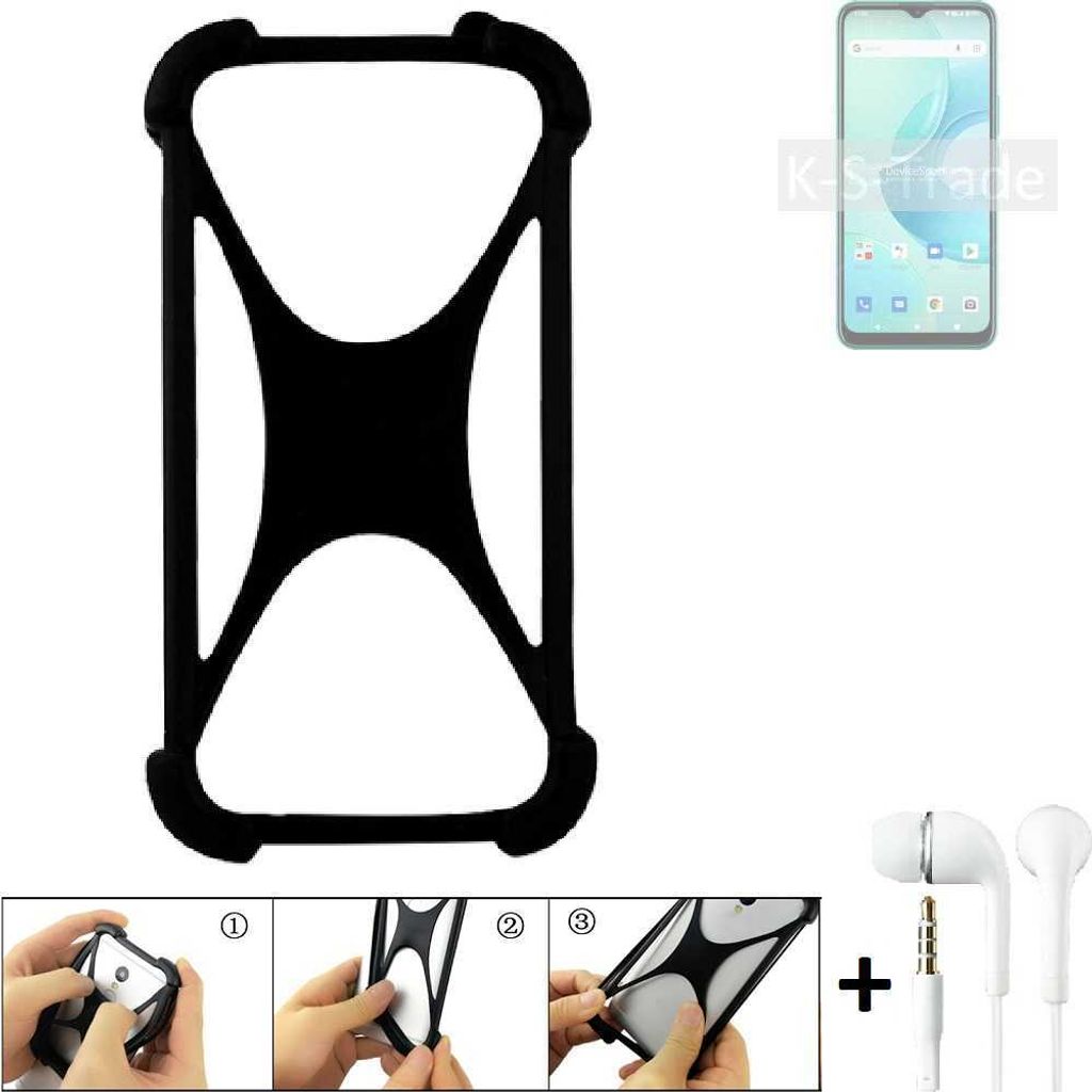 K-S-Trade Handy-Hülle + headphones kompatibel mit Wiko T10 Schutz-Hülle Bumper Silikon Cover Case Silikoncase Silikonbumper TPU Softcase Smartphone,