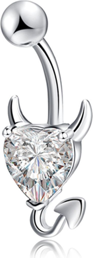 Mode y Herz Form Nabel Bauchnabel Ring Strass Körper Piercing Schmuck-Weiß