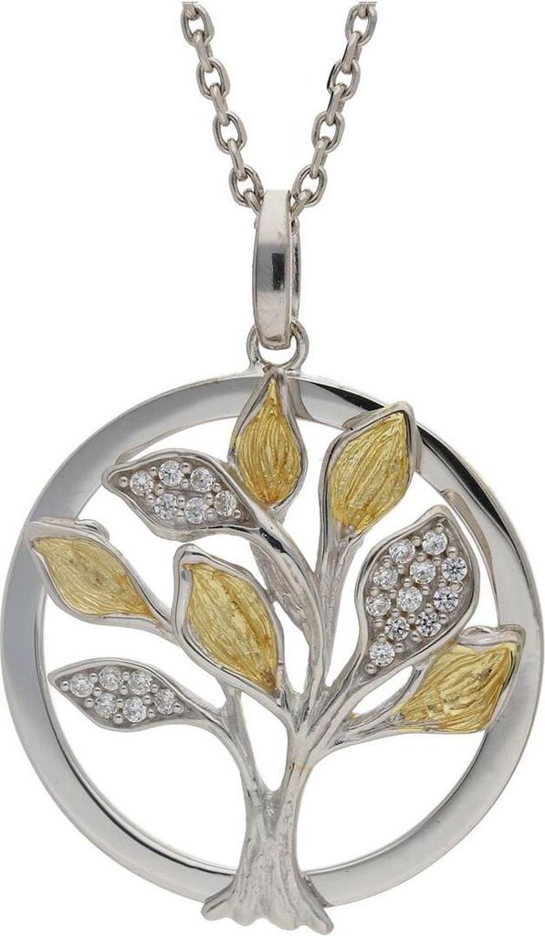 JuwelmaLux Anhänger 925/000 Sterling Silber vergoldet Lebensbaum mit Zirkonia JL20-02-0669