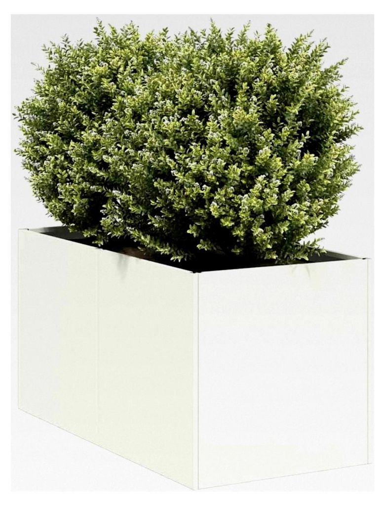 Blumenkästen, weiß, 40 x 80 x 40 cm, kaltgewalzter Stahl, Hochbeet, Pflanzkübel für Blumen, Sukkulenten, Terrasse, Patio, Balkon